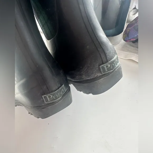 Polo by Ralph Lauren Blue &amp; Green Plaid Rain Boots
