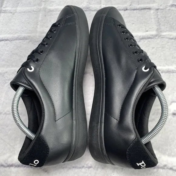 Polo Ralph Lauren Longwood Sneakers Men's Size 9 Spell Out Black Leather/Suede