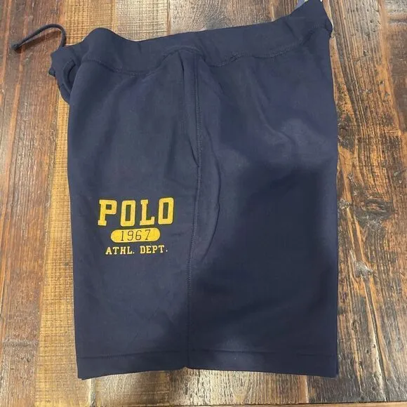 POLO RALPH LAUREN Men's Big &amp; Tall Navy POLO 1967 ATHL DEPT Fleece Shorts NWT