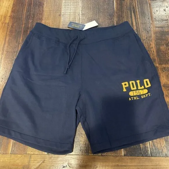 POLO RALPH LAUREN Men's Big &amp; Tall Navy POLO 1967 ATHL DEPT Fleece Shorts NWT