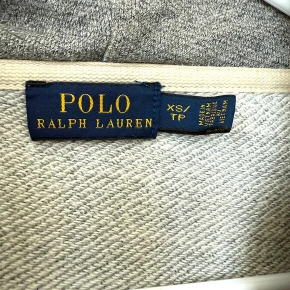 Polo Ralph Lauren Zip Hoodie Gray XS Cotton Blend Slit Hem Casual Women’s
