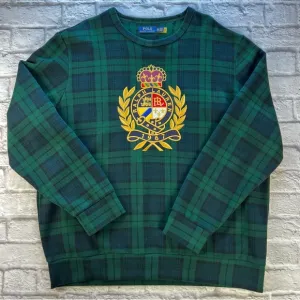 Polo RL Heritage Fleece-Lsl-Knt, Size: XXL Color: green watch Plaid, EUC