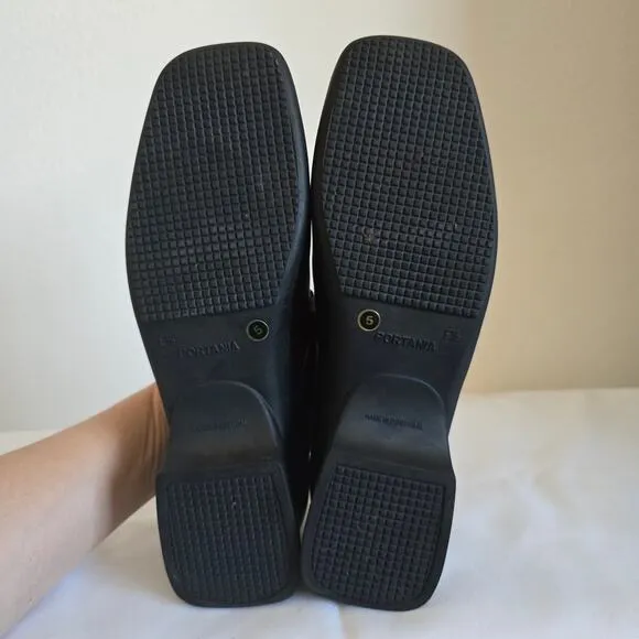 Portania Mary Jane Comfort Shoes Brown Size 8 F1/2 Wide Made in Portugal