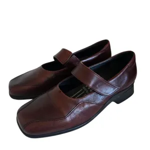 Portania Mary Jane Comfort Shoes Brown Size 8 F1/2 Wide Made in Portugal