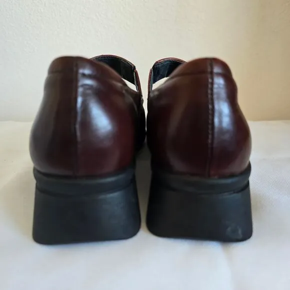Portania Mary Jane Comfort Shoes Brown Size 8 F1/2 Wide Made in Portugal