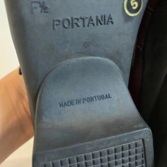 Portania Mary Jane Comfort Shoes Brown Size 8 F1/2 Wide Made in Portugal