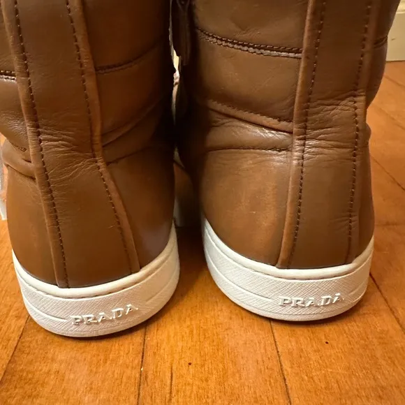 Prada High Top Men’s Brown Leather Sneakers Size US 11
