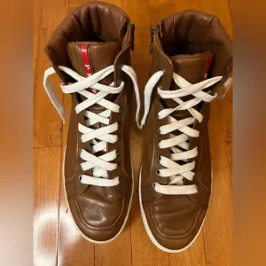 Prada High Top Men’s Brown Leather Sneakers Size US 11