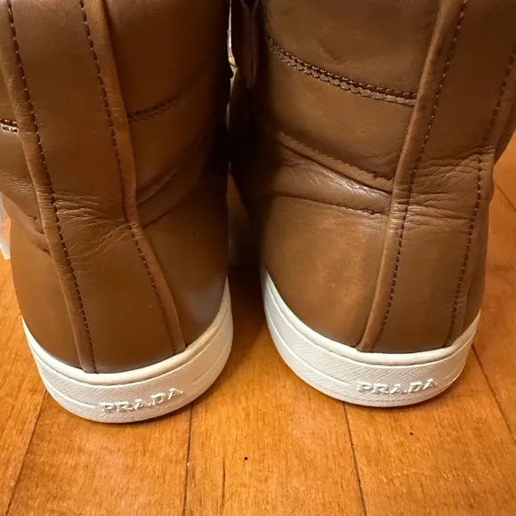 Prada High Top Men’s Brown Leather Sneakers Size US 11