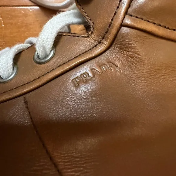 Prada High Top Men’s Brown Leather Sneakers Size US 11