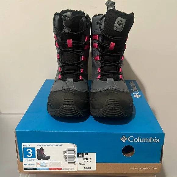 Pre-love girls, waterproof Columbia boots youth size 3