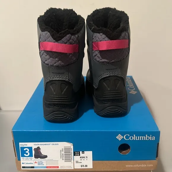 Pre-love girls, waterproof Columbia boots youth size 3