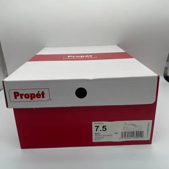 Propet B10 Unite WAB002M Womens 7.5 Sneakers Black White Running Shoes Comfort