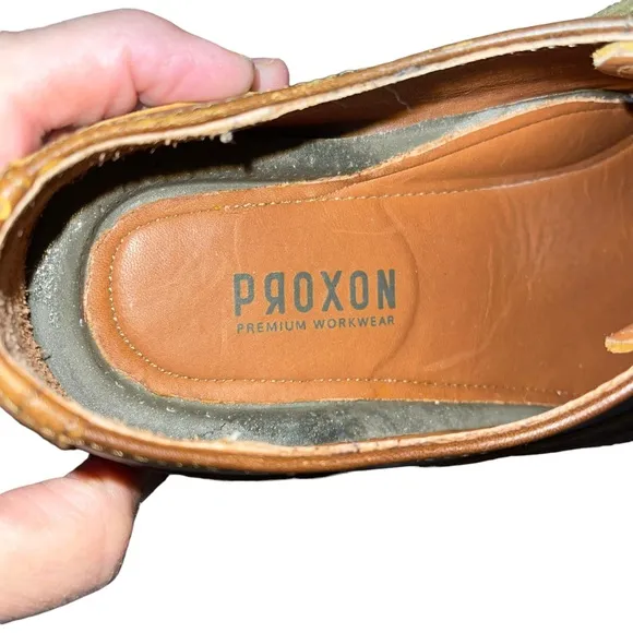 Proxon Men’s Premium Work Wear Shoes Steel Toe  Size 11 Brown Oxford Leather