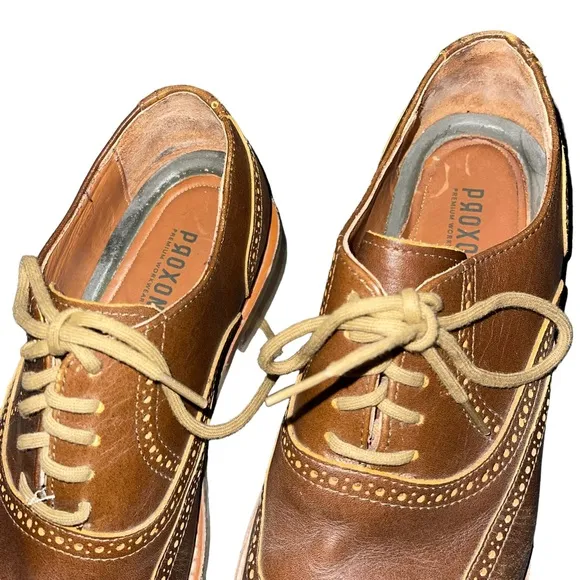 Proxon Men’s Premium Work Wear Shoes Steel Toe  Size 11 Brown Oxford Leather