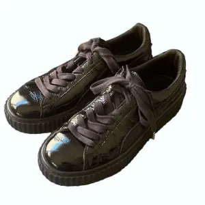 Puma Fenty by Rihanna Womens Patent Creeper Low Top Platform Sneakers Black Sz 9