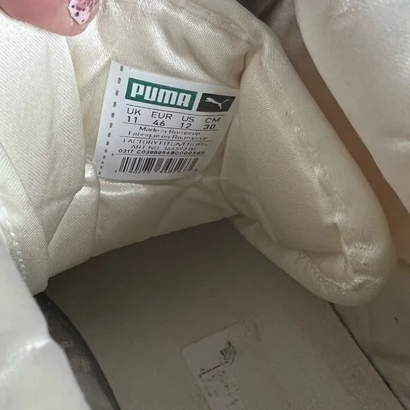 Puma Fenty cream satin leather puffer zip up lace platform sneakers boot size 12