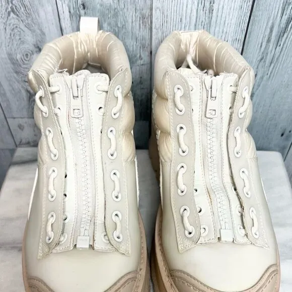 Puma Fenty cream satin leather puffer zip up lace platform sneakers boot size 12