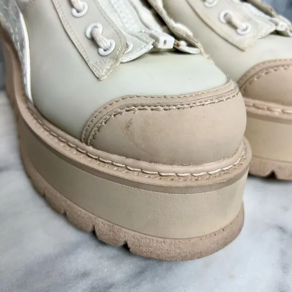 Puma Fenty cream satin leather puffer zip up lace platform sneakers boot size 12