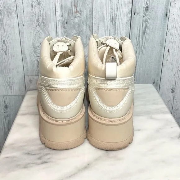 Puma Fenty cream satin leather puffer zip up lace platform sneakers boot size 12