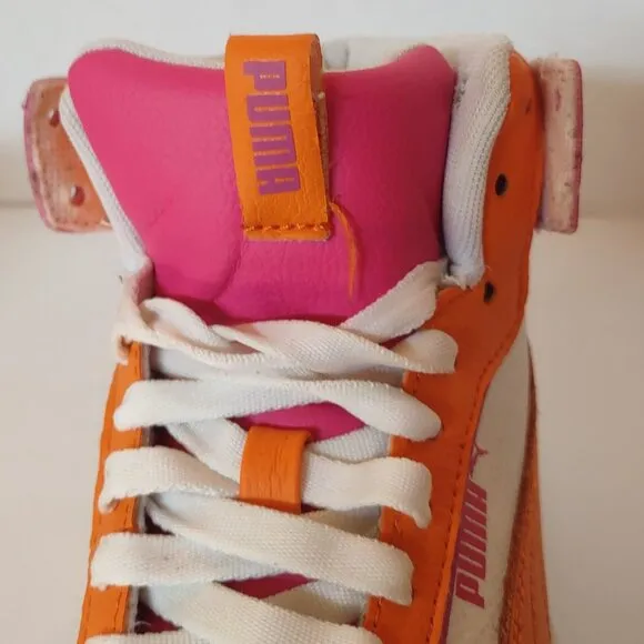 PUMA Karmen Rebelle Chunky Platform Sneaker Orange Hot Pink Neon Big Girl Sz 4