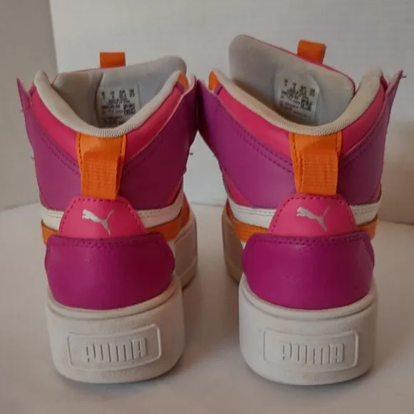 PUMA Karmen Rebelle Chunky Platform Sneaker Orange Hot Pink Neon Big Girl Sz 4