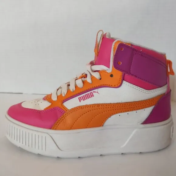 PUMA Karmen Rebelle Chunky Platform Sneaker Orange Hot Pink Neon Big Girl Sz 4