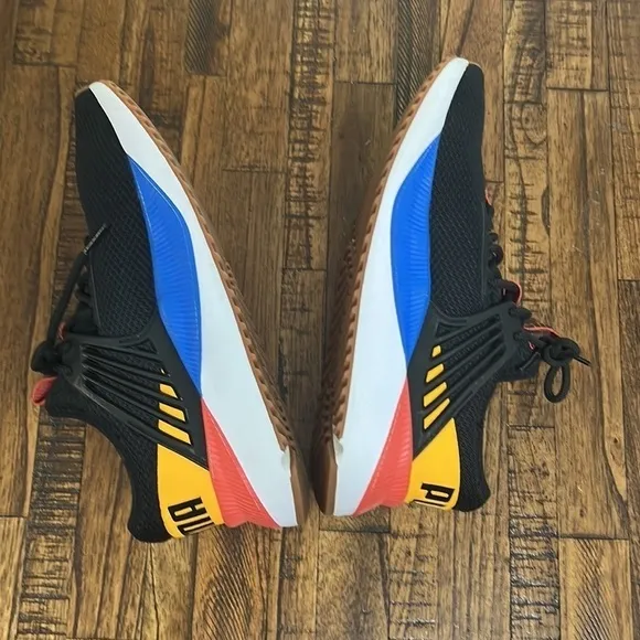 Puma Pacer Future Athletic Shoes Sneakers black orange yellow blue size 8