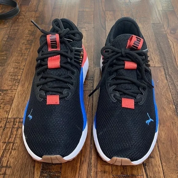 Puma Pacer Future Athletic Shoes Sneakers black orange yellow blue size 8