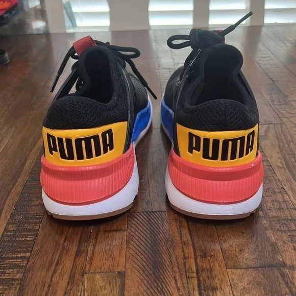 Puma Pacer Future Athletic Shoes Sneakers black orange yellow blue size 8