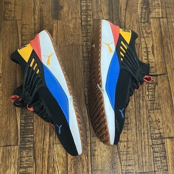 Puma Pacer Future Athletic Shoes Sneakers black orange yellow blue size 8