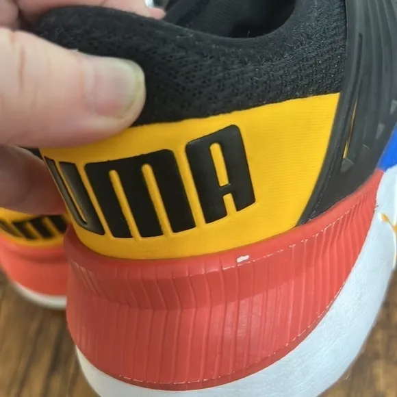 Puma Pacer Future Athletic Shoes Sneakers black orange yellow blue size 8