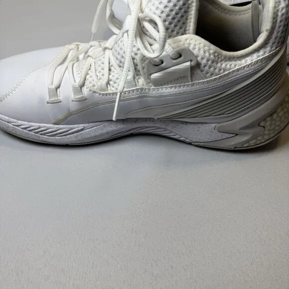 PUMA Uproar Core White Glacier Grey Men’ Basketball Gym High Top Sneakers 10.5