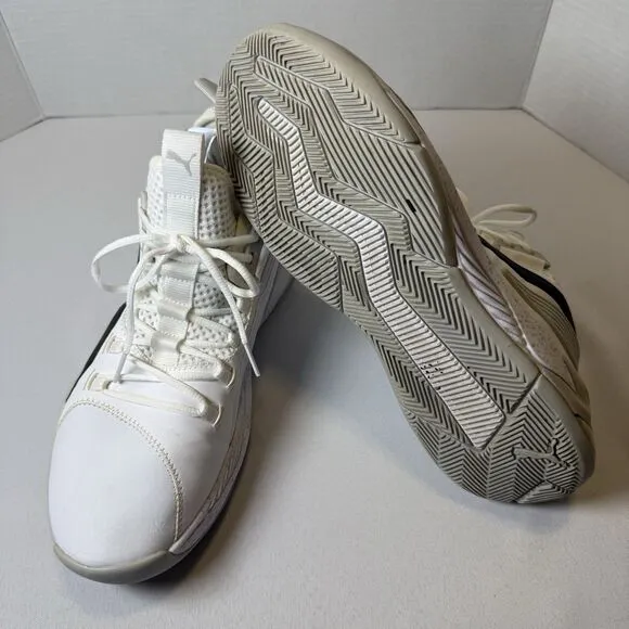 PUMA Uproar Core White Glacier Grey Men’ Basketball Gym High Top Sneakers 10.5