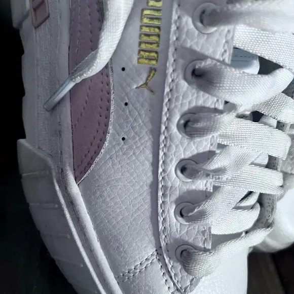 Puma White and Pink Platform Sneakers with Chunky Sole