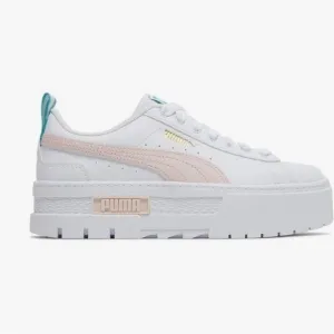 Puma White and Pink Platform Sneakers with Chunky Sole