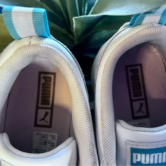 Puma White and Pink Platform Sneakers with Chunky Sole