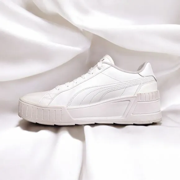 Puma White Leather Cali Wedge Chunky Platform Heel Sneakers Women's Size 10