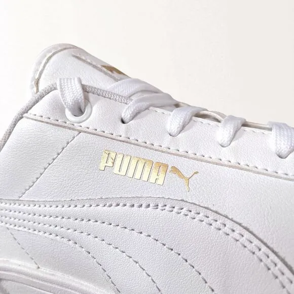 Puma White Leather Cali Wedge Chunky Platform Heel Sneakers Women's Size 10