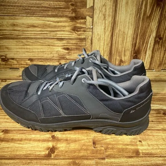 Quechua Decathlon NH100 Black Mens Walking Shoes Canvas Hiking Sz 13,5