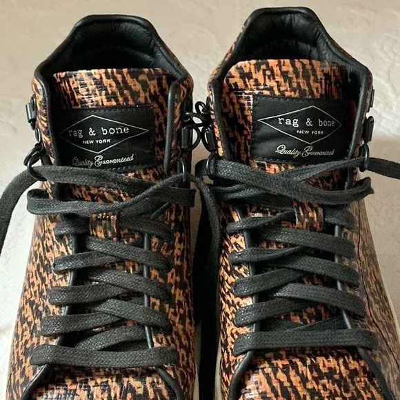Rag &amp; Bone Kent Tweed Print High Top Sneakers 38 US 8