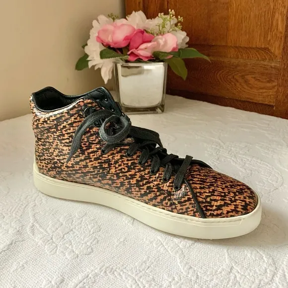Rag &amp; Bone Kent Tweed Print High Top Sneakers 38 US 8