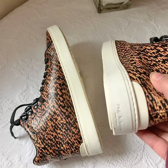 Rag &amp; Bone Kent Tweed Print High Top Sneakers 38 US 8