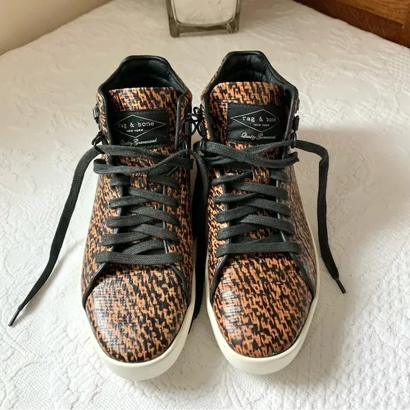 Rag &amp; Bone Kent Tweed Print High Top Sneakers 38 US 8