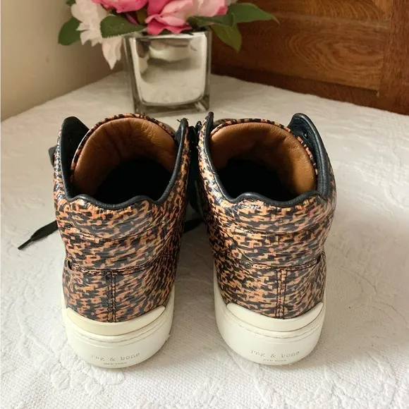 Rag &amp; Bone Kent Tweed Print High Top Sneakers 38 US 8