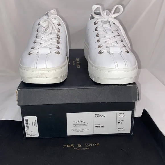 Rag &amp; Bone Linden White Leather Chunky Platform Sneakers size 9.5 / 39.5 NEW NIB