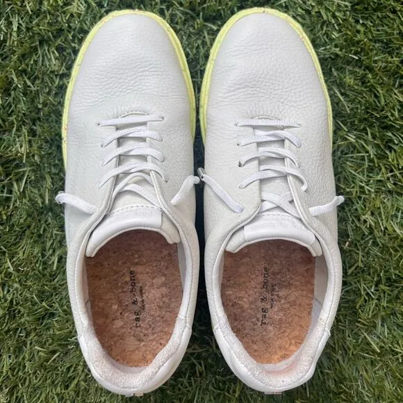 Rag &amp; Bone RB1 Revival Low Top Recycled Sneaker Real Leather Shoes Yellow sze 38