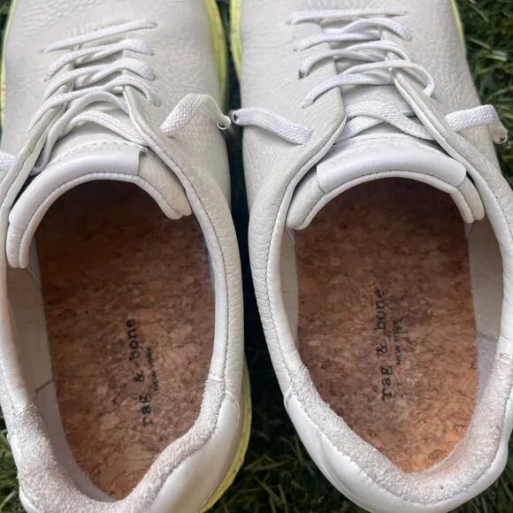 Rag &amp; Bone RB1 Revival Low Top Recycled Sneaker Real Leather Shoes Yellow sze 38