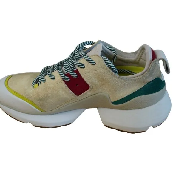 Rag &amp; Bone Womens Manston Runner Chunky Sole Sneakers Beige/Multi Color Suede &amp;
