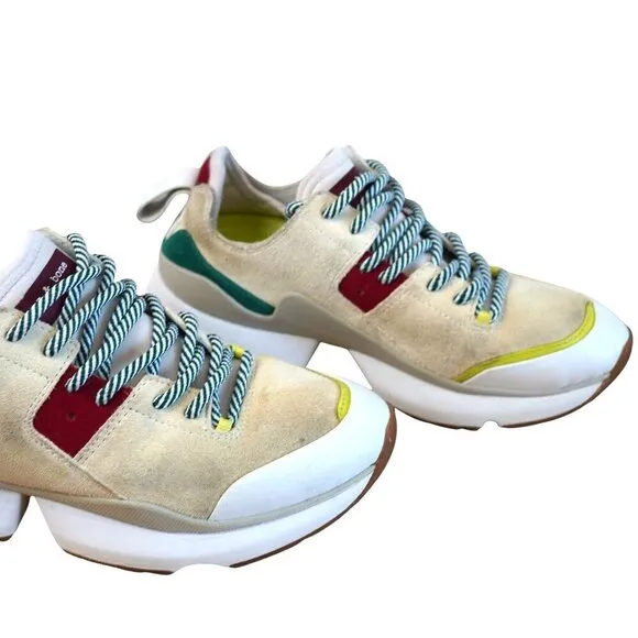Rag &amp; Bone Womens Manston Runner Chunky Sole Sneakers Beige/Multi Color Suede &amp;
